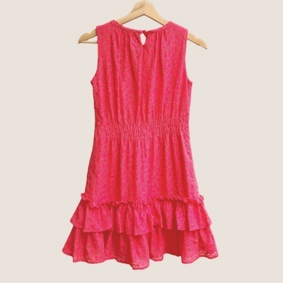 KC Parker Pink Eyelet Lace Teired Dress, Size 12 - Picture 2 of 10